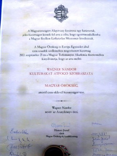ワグナー・ナンドールがハンガリー国・文化遺産に登録
